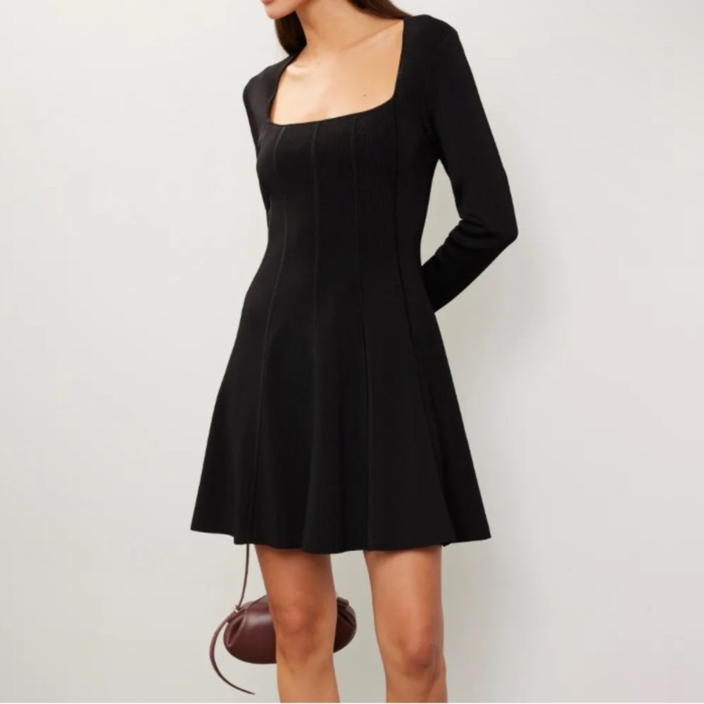 NWT Toccin Black Knit Skylar Flare Mini Dress Size Medium